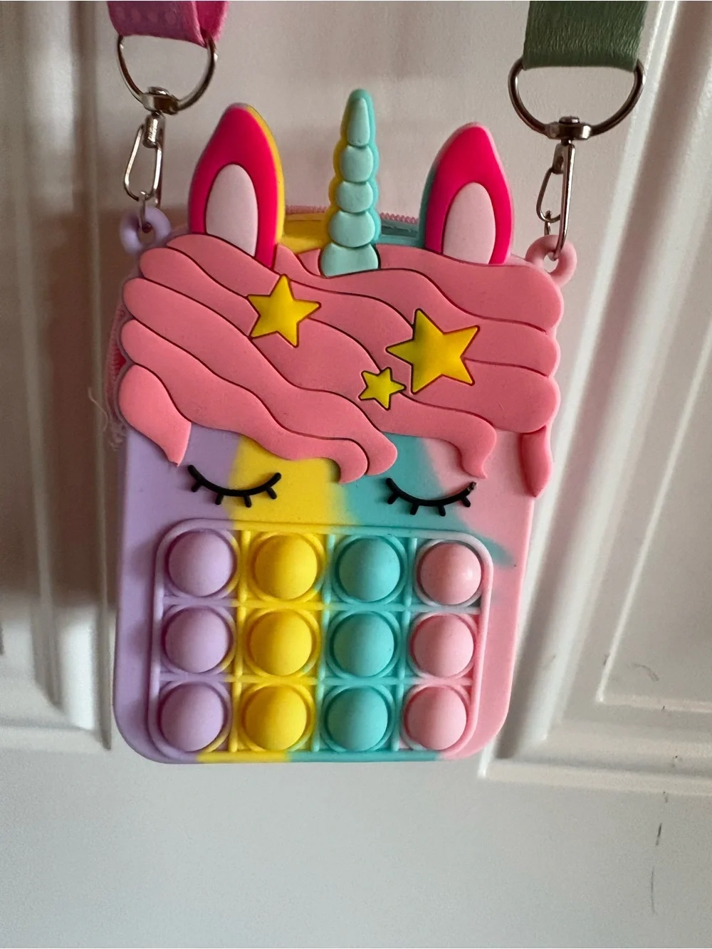 Unicorn Pop It Crossbody Purse Rainbow Silicone Fidget Bag Kids Shoulder Bag